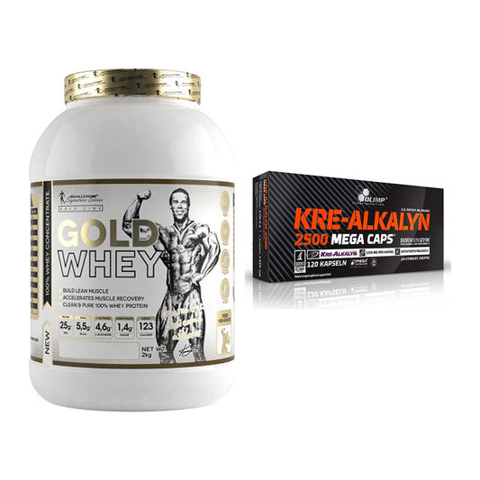 Muskelaufbau-Set: Kevin Levrone Gold Whey + Olimp Kre Alkalyn 2500 – alle enthaltenen Artikel