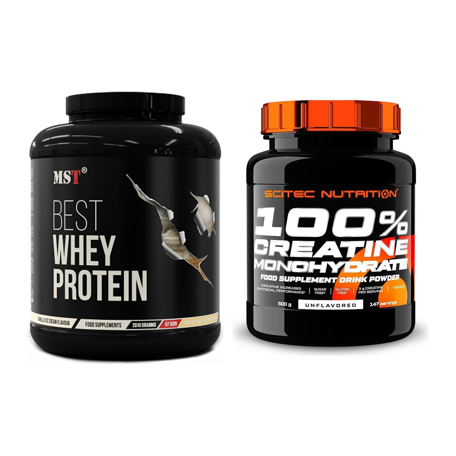 Muskelaufbau-Set: MST Best Whey Protein + Scitec Creatine – alle enthaltenen Artikel