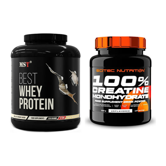 Muskelaufbau-Set: MST Best Whey Protein + Scitec Creatine – alle enthaltenen Artikel