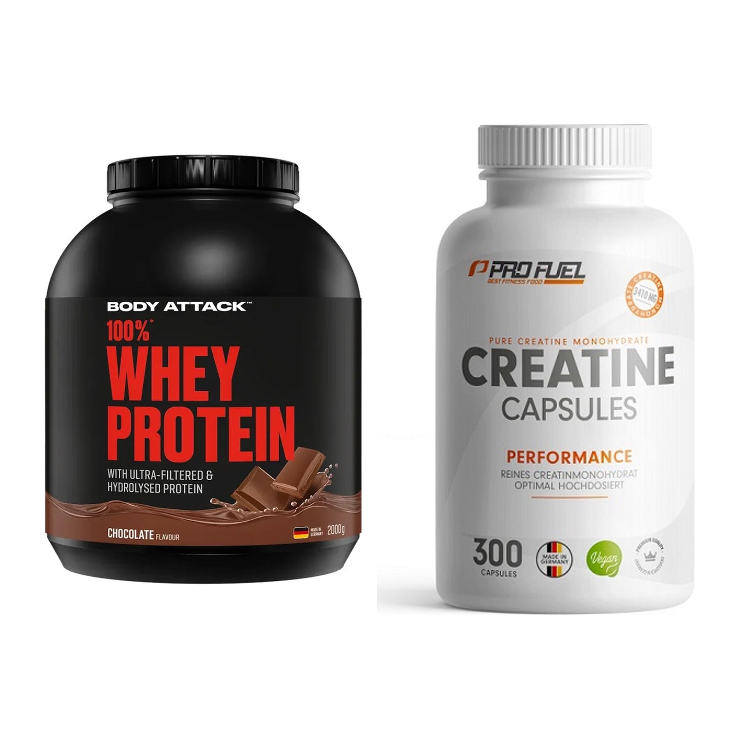 Muskelaufbau-Set: Body Attack 100% Whey + ProFuel Creatine – alle enthaltenen Artikel
