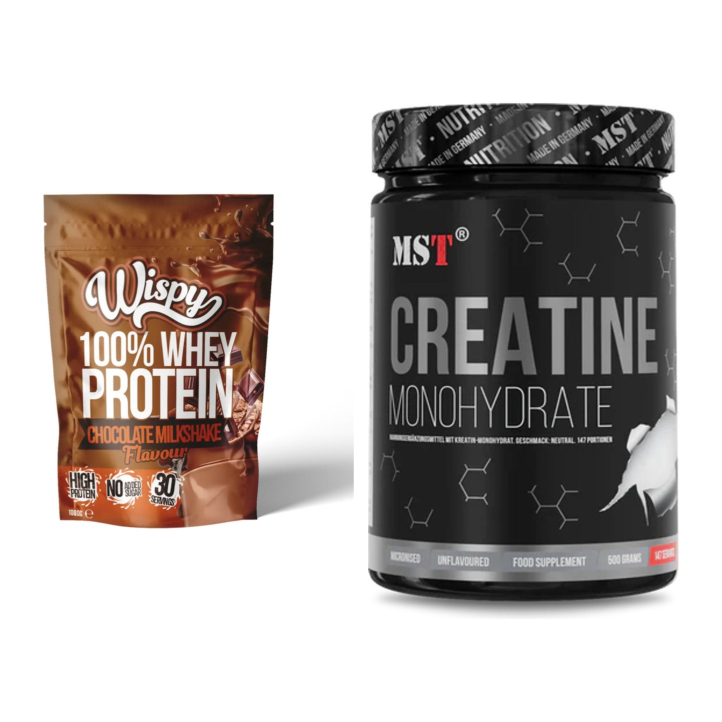 Muskelaufbau-Set: Wispy Whey 100% + MST Creatin Monohydrate – alle enthaltenen Artikel