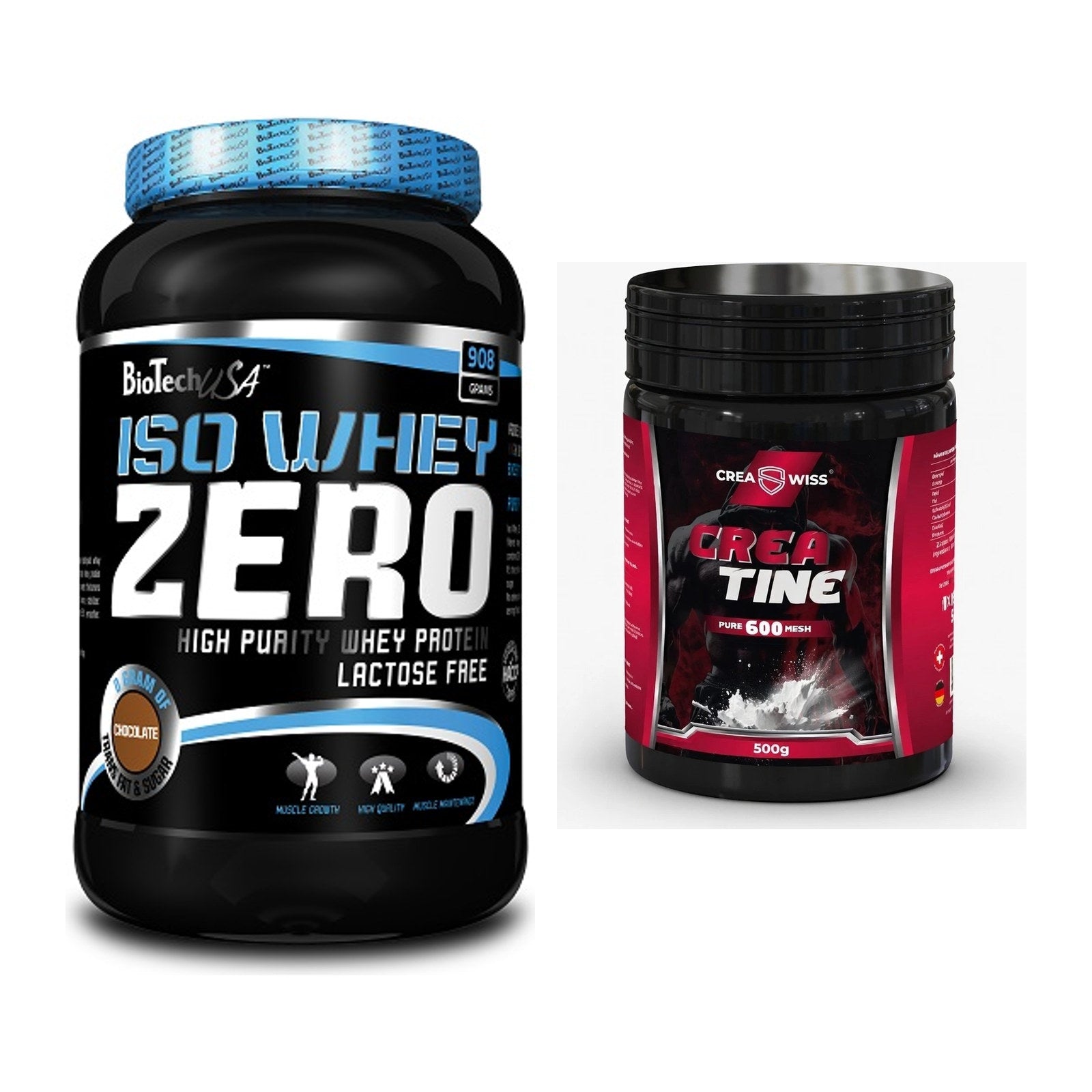 Muskelaufbau-Set: BioTech Iso Whey Zero + CREASWISS Creatine 600 Mesh – alle enthaltenen Artikel