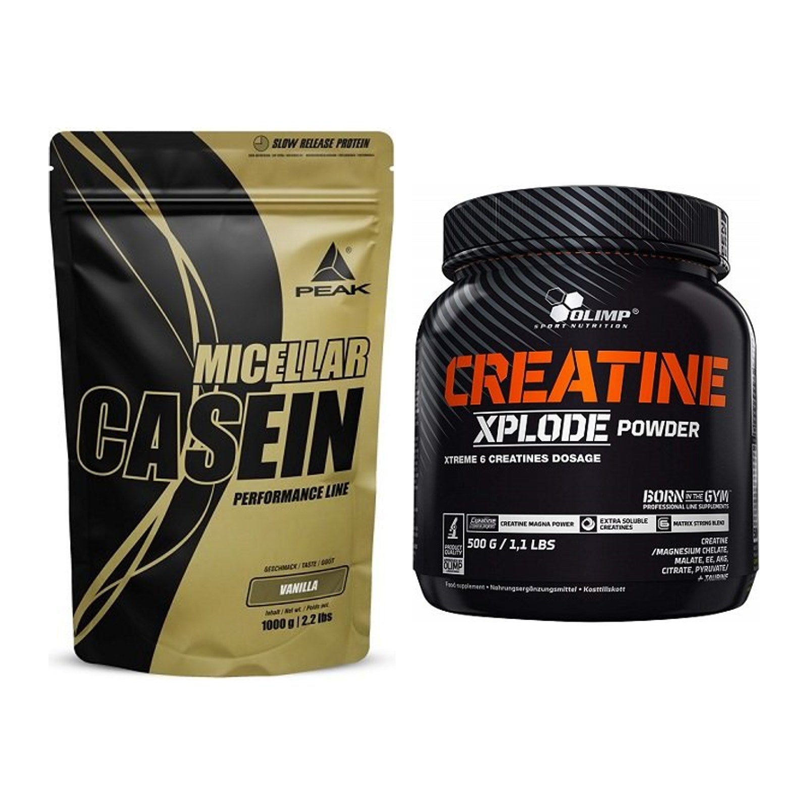 Muskelaufbau-Set: Peak Micellar Casein + Olimp Creatine Xplode – alle enthaltenen Artikel