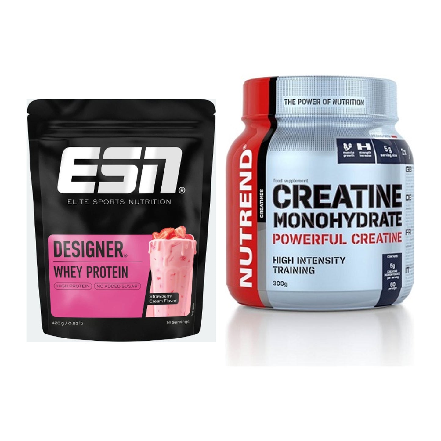 Muskelaufbau-Set: ESN Designer Whey + Nutrend Creatine Monohydrate – alle enthaltenen Artikel