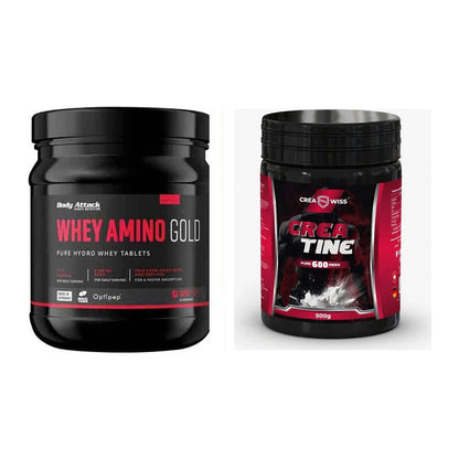 Muskelaufbau-Set: Body Attack Whey Amino + CREASWISS Creatine 600 – alle enthaltenen Artikel
