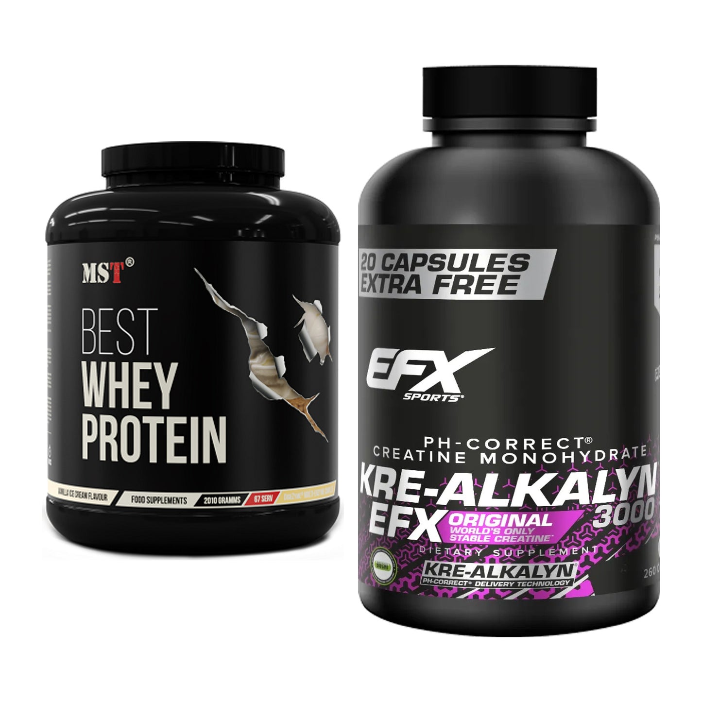Muskelaufbau-Set: MST Best Whey Protein + EFX Kre-Alkalyn 3000 – alle enthaltenen Artikel