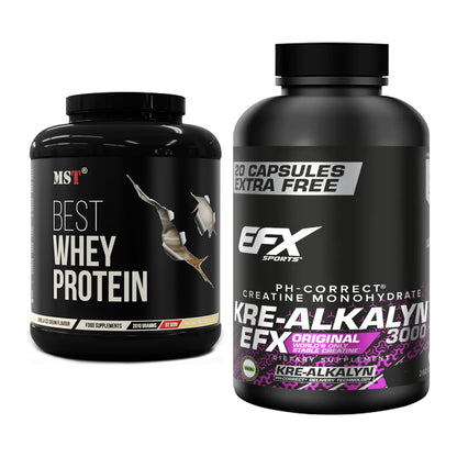 Muskelaufbau-Set: MST Best Whey Protein + EFX Kre-Alkalyn 3000 – alle enthaltenen Artikel
