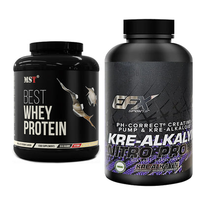 Muskelaufbau-Set: MST Best Whey Protein + EFX Kre-Alkalyn Nitro PRO – alle enthaltenen Artikel