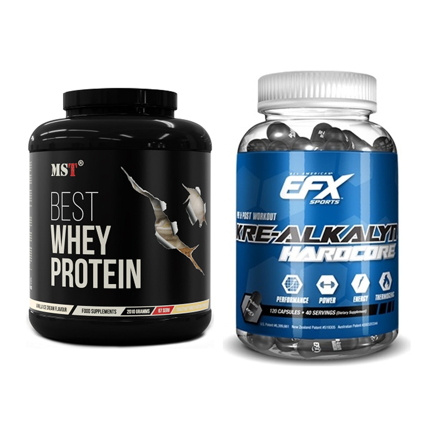Muskelaufbau-Set: MST Best Whey Protein + EFX Kre-Alkalyn Hardcore – alle enthaltenen Artikel