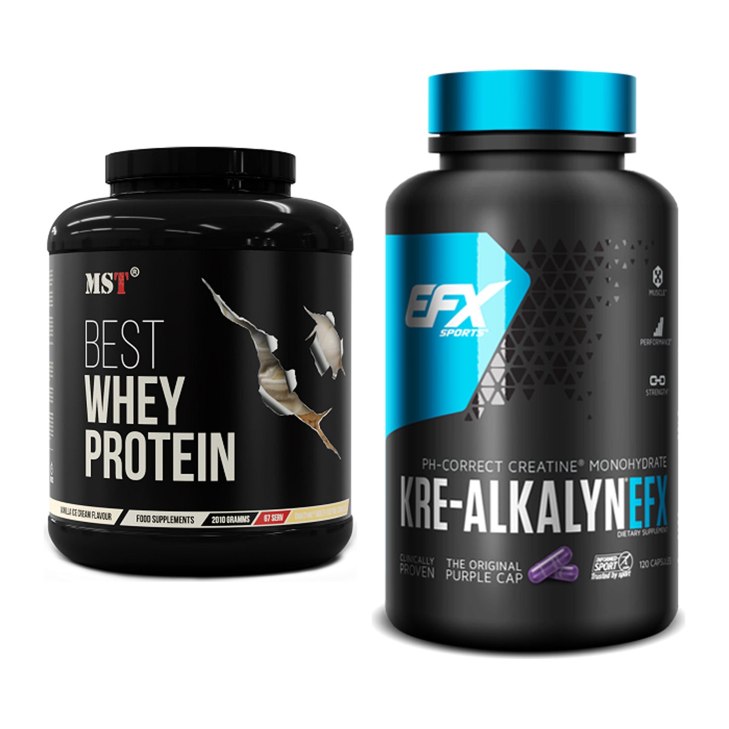 Muskelaufbau-Set: MST Best Whey Protein + EFX Kre-Alkalyn – alle enthaltenen Artikel