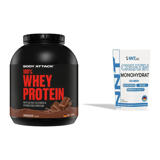 Muskelaufbau-Set: Body Attack 100% Whey + NNT Creatin Monohydrat – alle enthaltenen Artikel