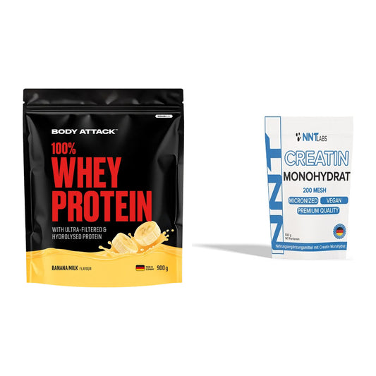 Muskelaufbau-Set: Body Attack 100% Whey + NNT Creatin Monohydrat – alle enthaltenen Artikel
