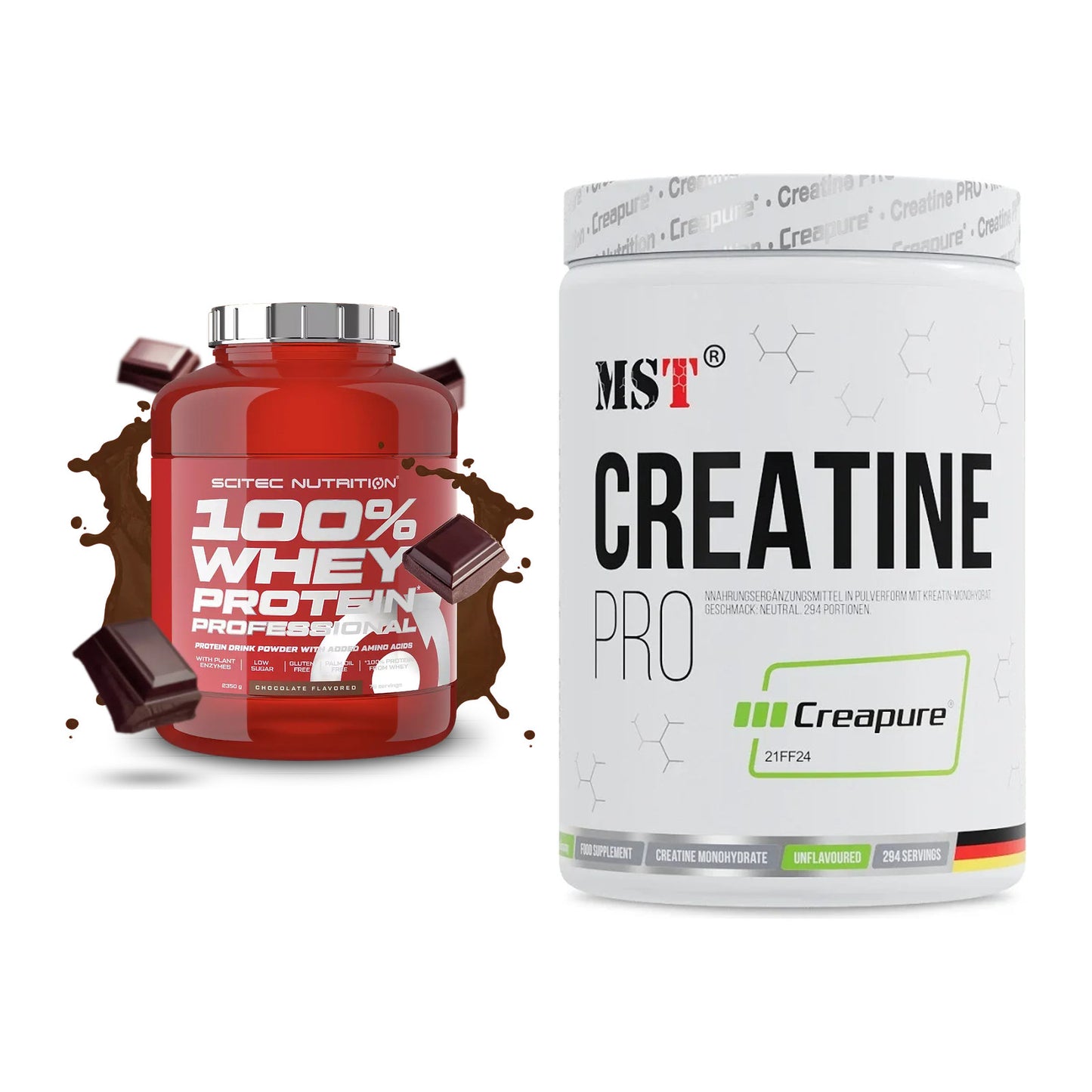 Muskelaufbau-Set: Scitec 100% Whey + MST Creatin Pro CREAPURE – alle enthaltenen Artikel