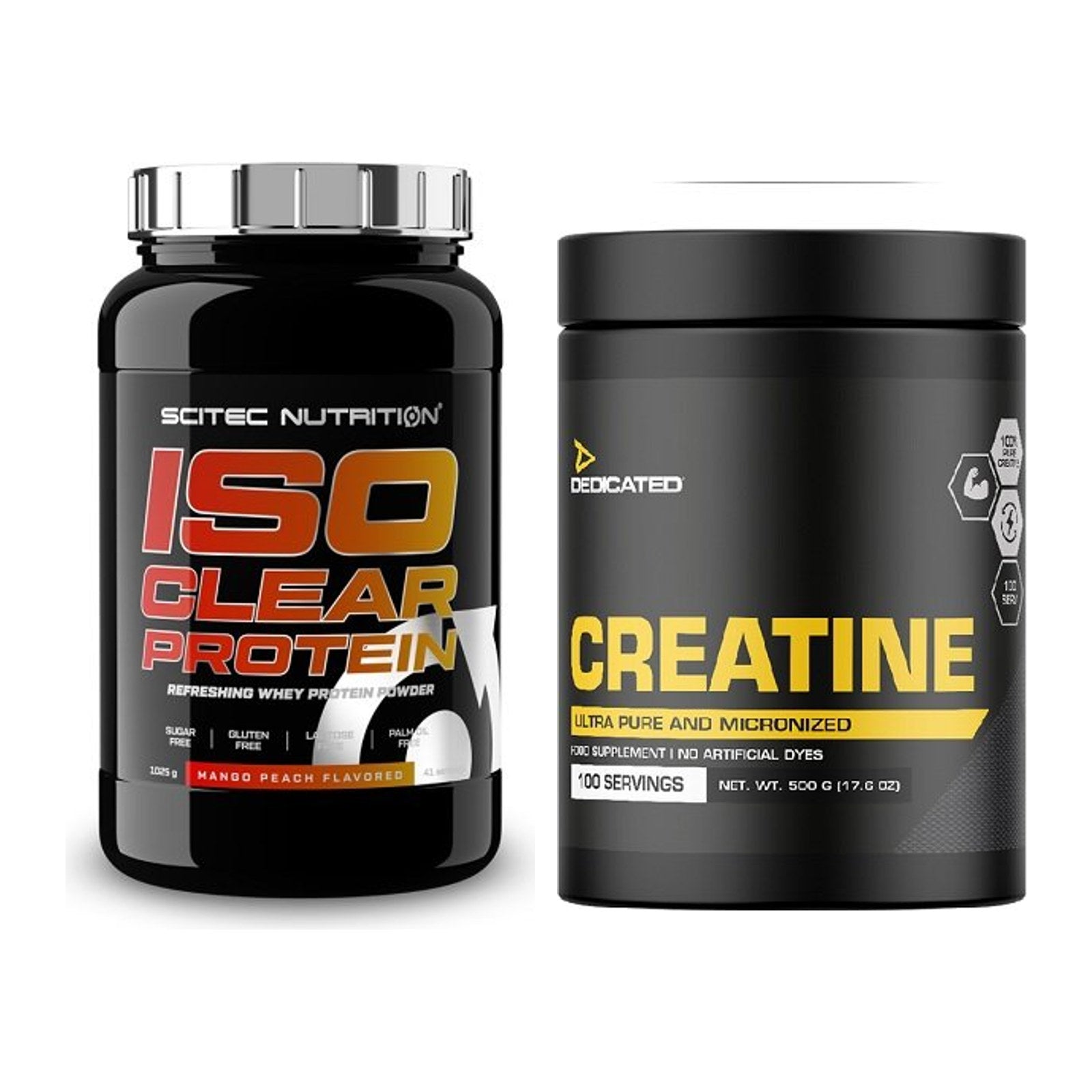 Muskelaufbau-Set: Scitec IsoClear Protein + Dedicated Creatine – alle enthaltenen Artikel