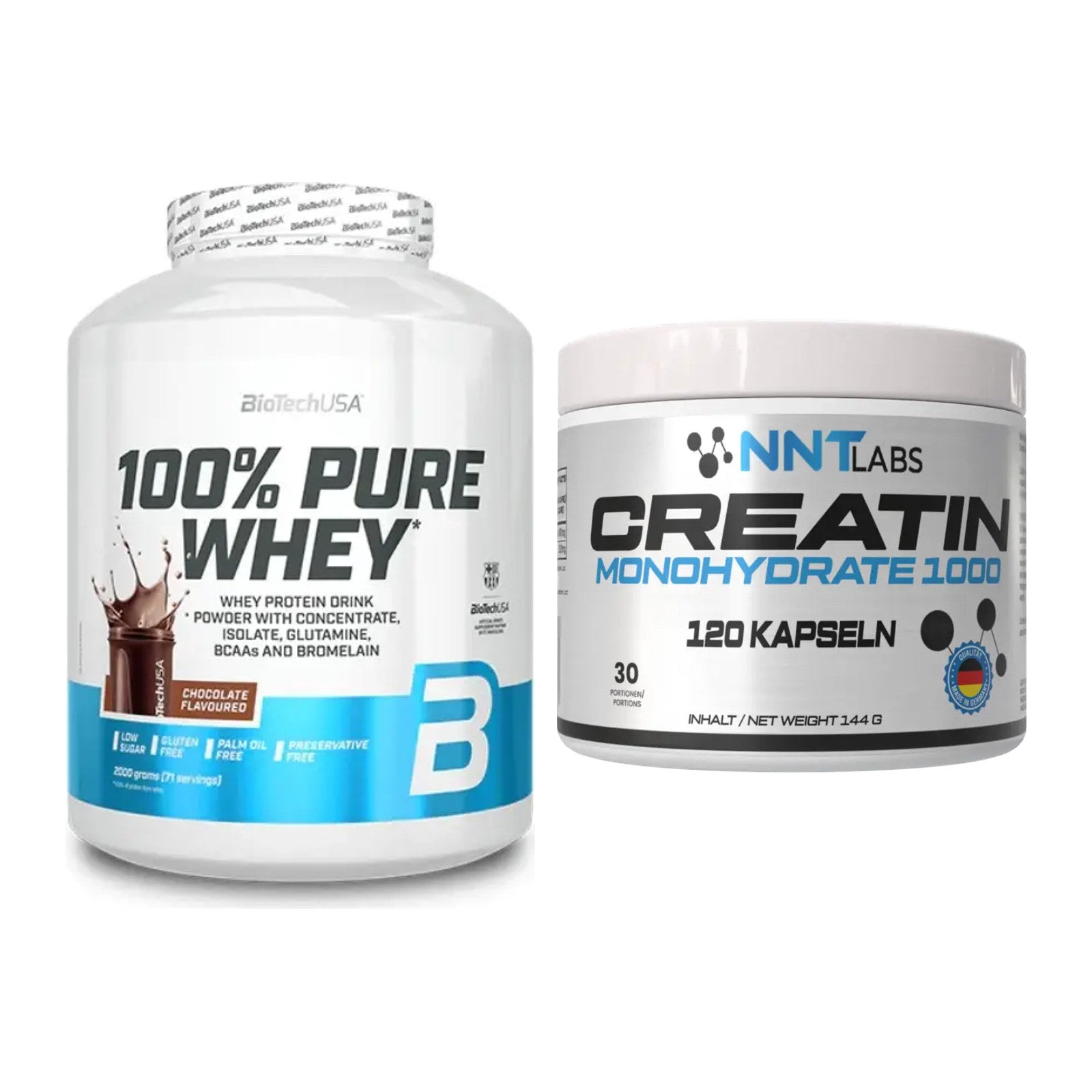 Muskelaufbau-Set: BioTech 100% Pure Whey + NNT Creatin 1000 mg – alle enthaltenen Artikel