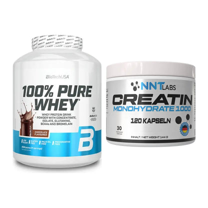 Muskelaufbau-Set: BioTech 100% Pure Whey + NNT Creatin 1000 mg – alle enthaltenen Artikel