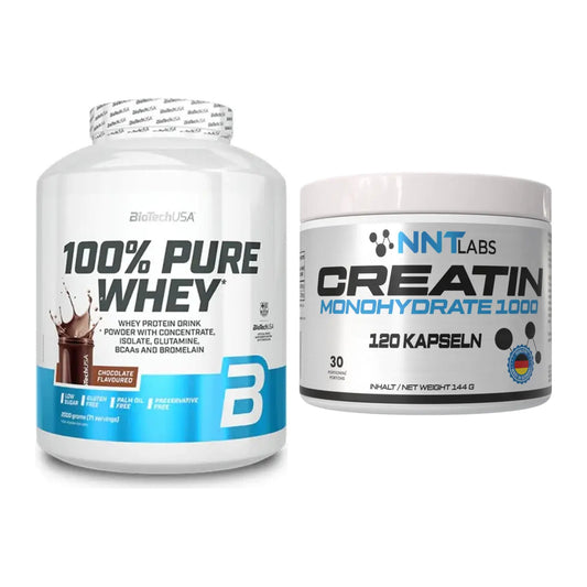 Muskelaufbau-Set: BioTech 100% Pure Whey + NNT Creatin 1000 mg – alle enthaltenen Artikel
