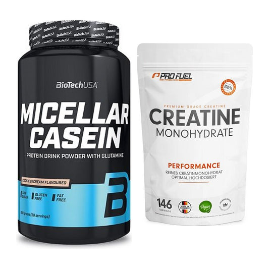 Muskelaufbau-Set: BioTech Micellar Casein + ProFuel Creatine – alle enthaltenen Artikel
