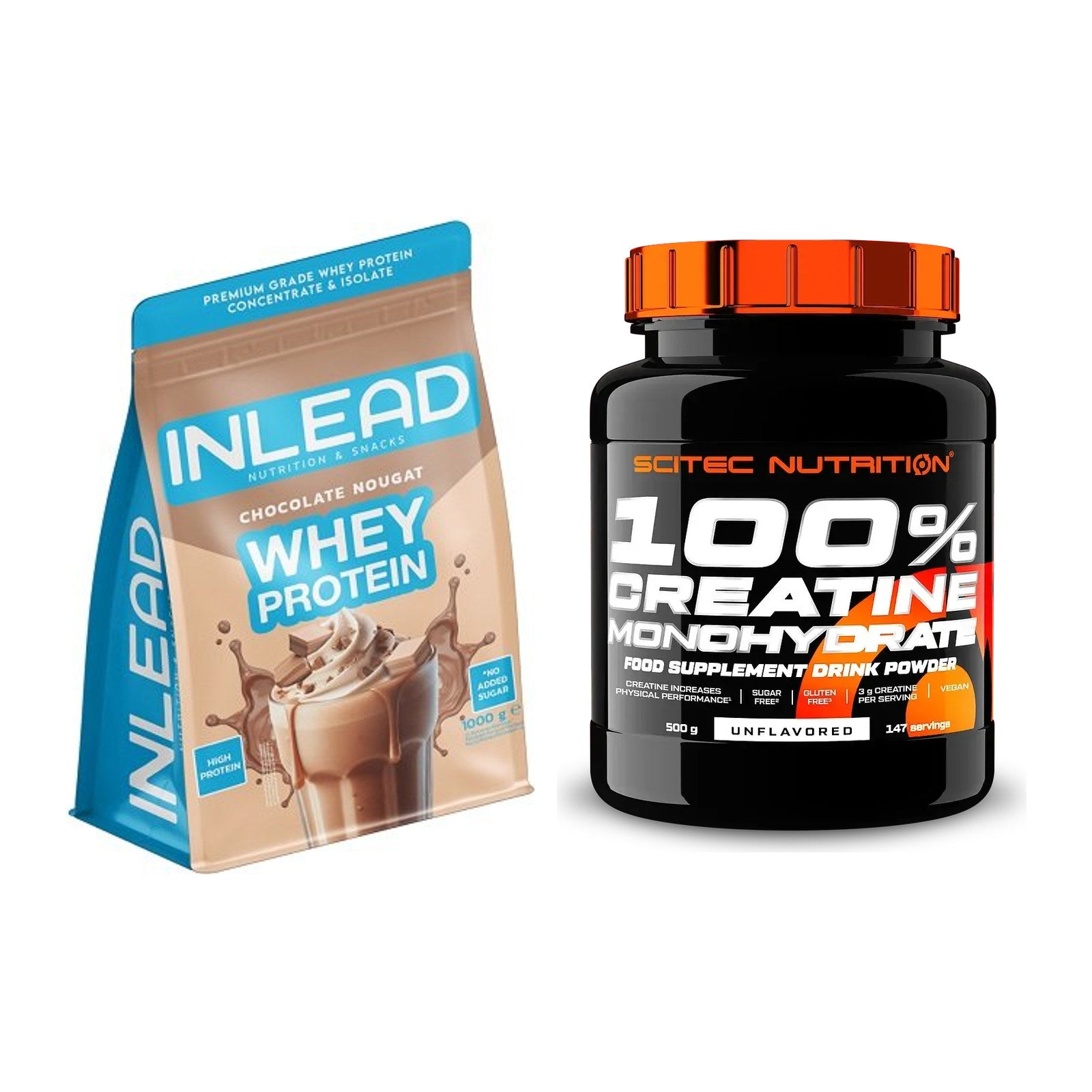 Muskelaufbau-Set: INLEAD Whey Protein + Scitec Creatine Monohydrate – alle enthaltenen Artikel