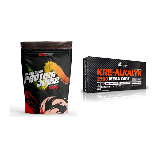 Muskelaufbau-Set: Big Zone Clear Whey + Olimp Kre Alkalyn 2500 – alle enthaltenen Artikel