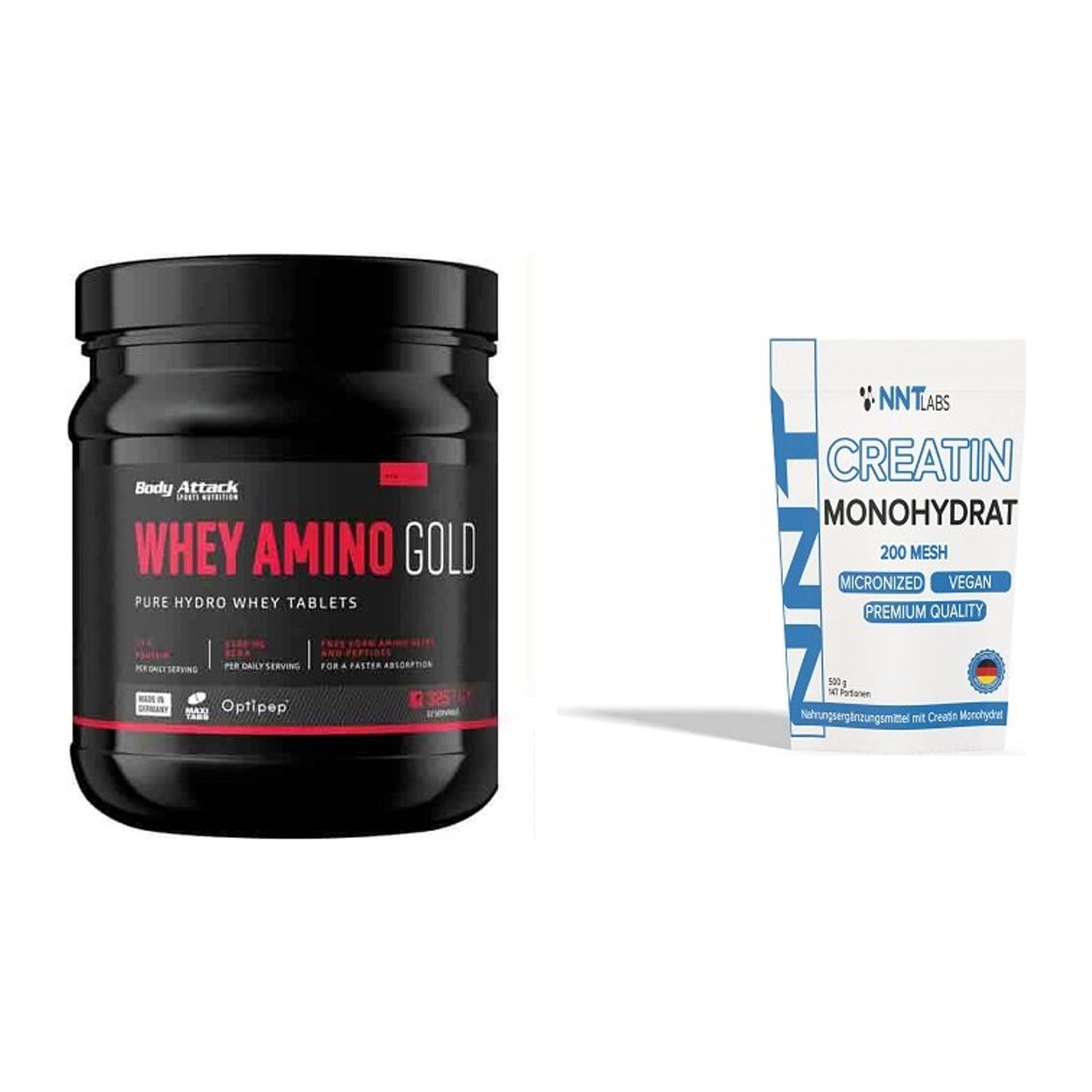 Muskelaufbau-Set: Body Attack Whey Amino Gold + NNT Creatin Monohydrat – alle enthaltenen Artikel