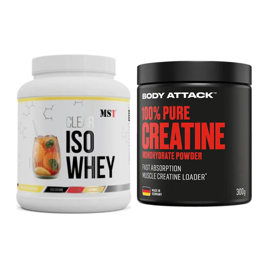 Muskelaufbau-Set: MST Iso Clear + Body Attack 100% Pure Creatine – alle enthaltenen Artikel