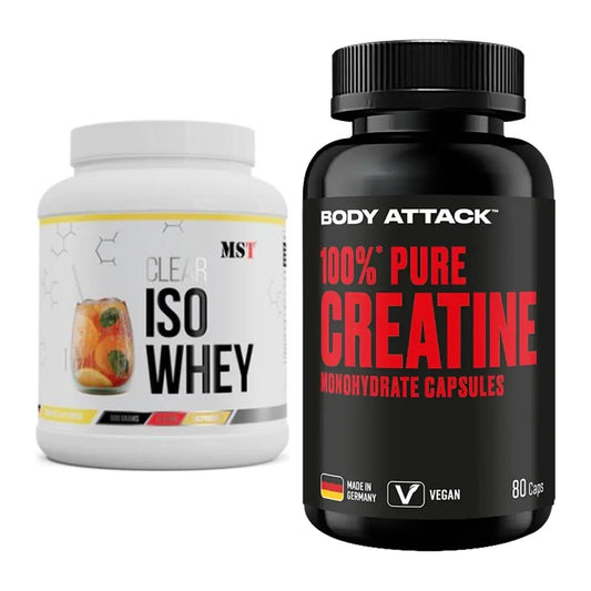 Muskelaufbau-Set: MST Iso Clear + Body Attack 100% Pure Creatine – alle enthaltenen Artikel