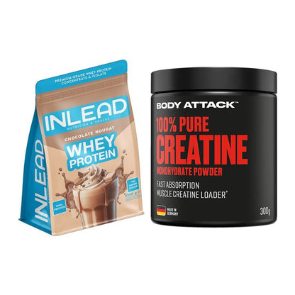 Muskelaufbau-Set: INLEAD Whey Protein + Body Attack 100% Pure Creatine – alle enthaltenen Artikel