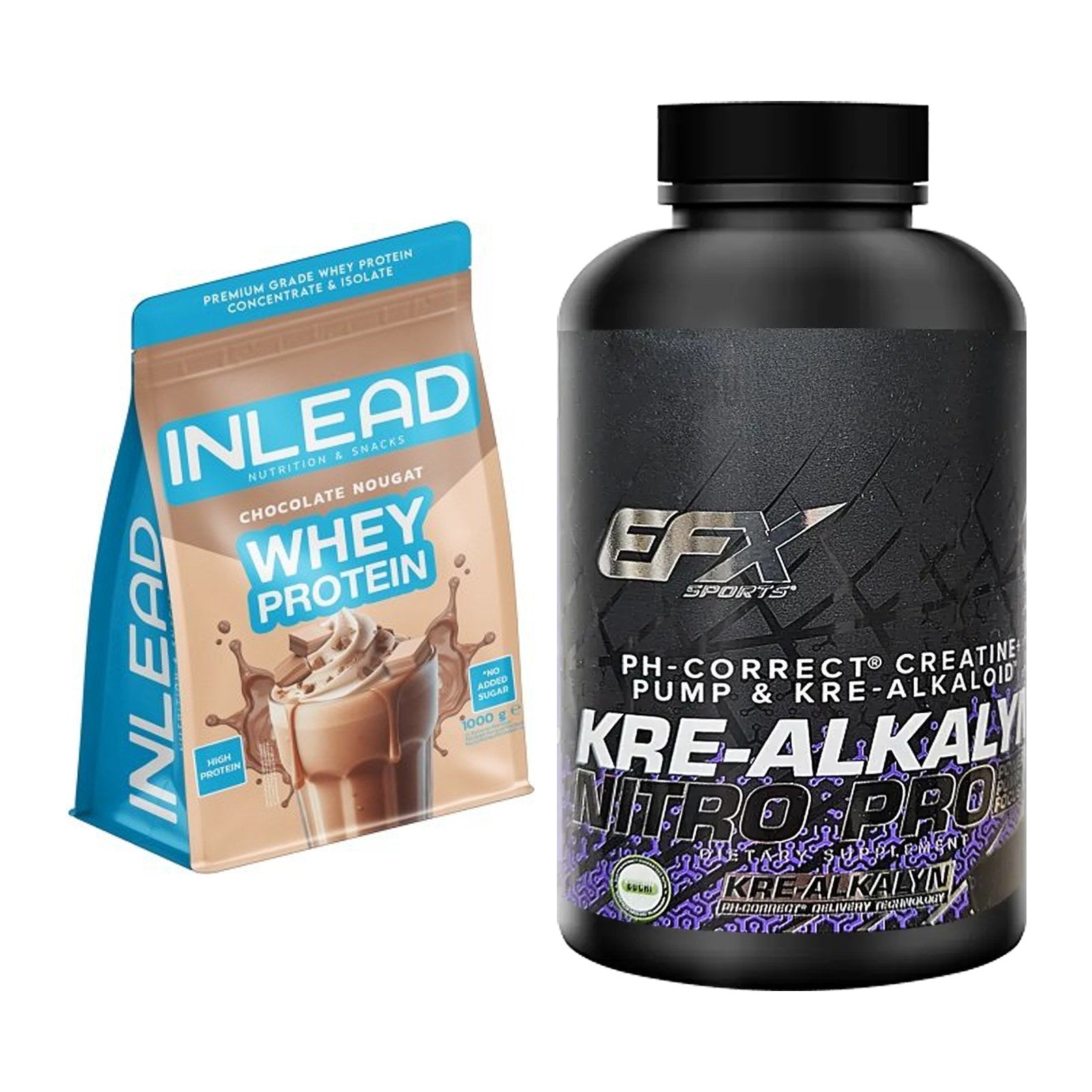 Muskelaufbau-Set: INLEAD Whey Protein + EFX Kre-Alkalyn PRO 120 – alle enthaltenen Artikel