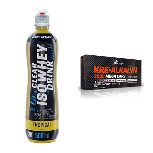 Muskelbyggesett: Body Attack Clear Iso + Olimp Kre Alkalyn 2500 - alle varer inkludert