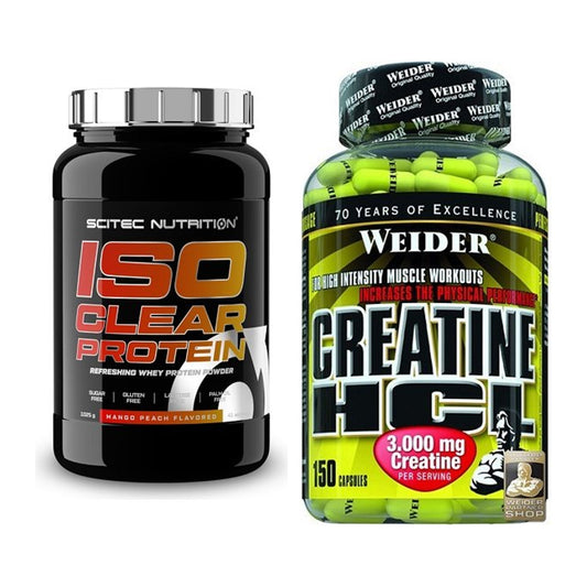 Muskelaufbau-Set: Scitec IsoClear Protein + Weider Creatin HCL – alle enthaltenen Artikel