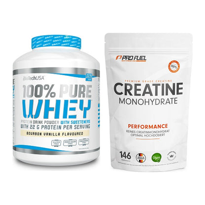 Muskelaufbau-Set: BioTech 100% Pure Whey + ProFuel Creatine – alle enthaltenen Artikel