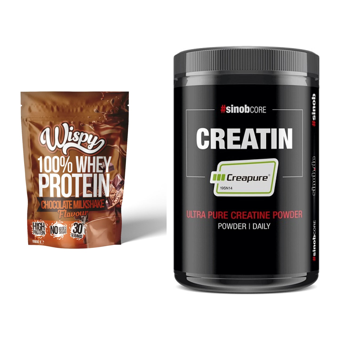 Muskelaufbau-Set: Wispy Whey 100% + Sinob Creatin CREAPURE – alle enthaltenen Artikel
