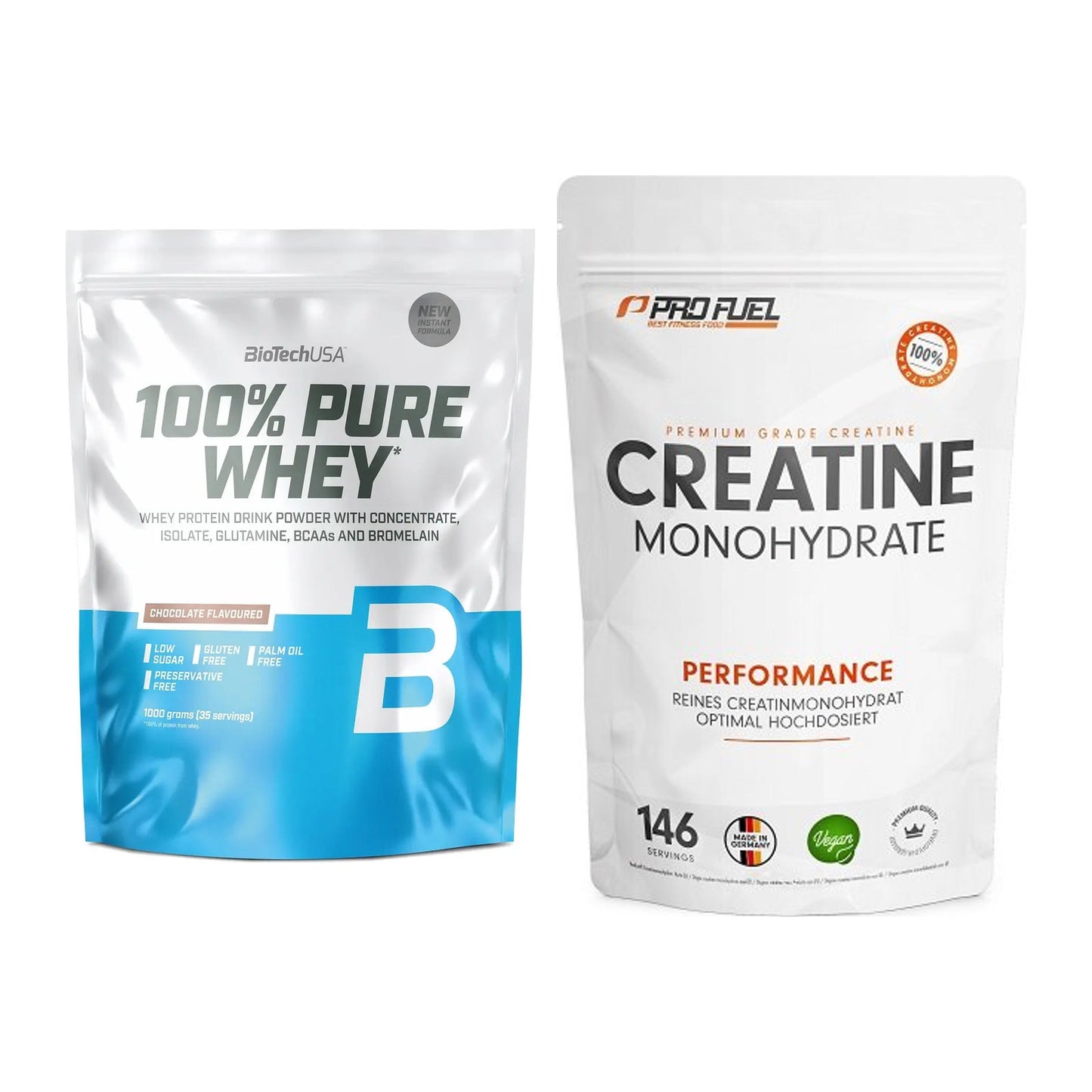 Muskelaufbau-Set: BioTech 100% Pure Whey + ProFuel Creatine – alle enthaltenen Artikel