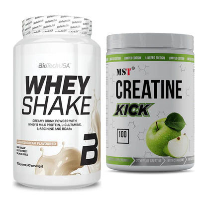 Muskelaufbau-Set: BioTech Whey Shake + MST Creatine Kick – alle enthaltenen Artikel