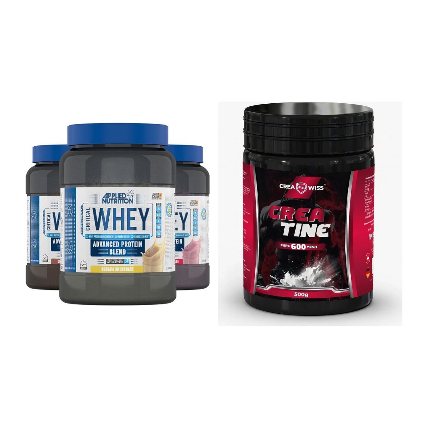 Muskelaufbau-Set: Applied Nutrition + CREASWISS Creatine 600 – alle enthaltenen Artikel
