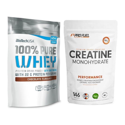 Muskelaufbau-Set: BioTech 100% Pure Whey + ProFuel Creatine – alle enthaltenen Artikel