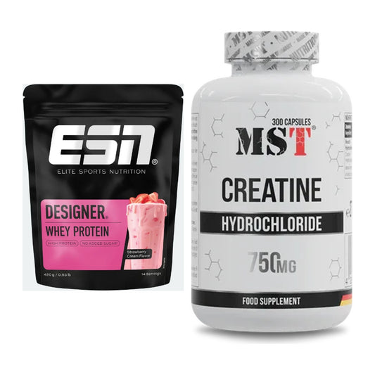 Muskelaufbau-Set: ESN Designer Whey 420g + MST Creatine HCL – alle enthaltenen Artikel