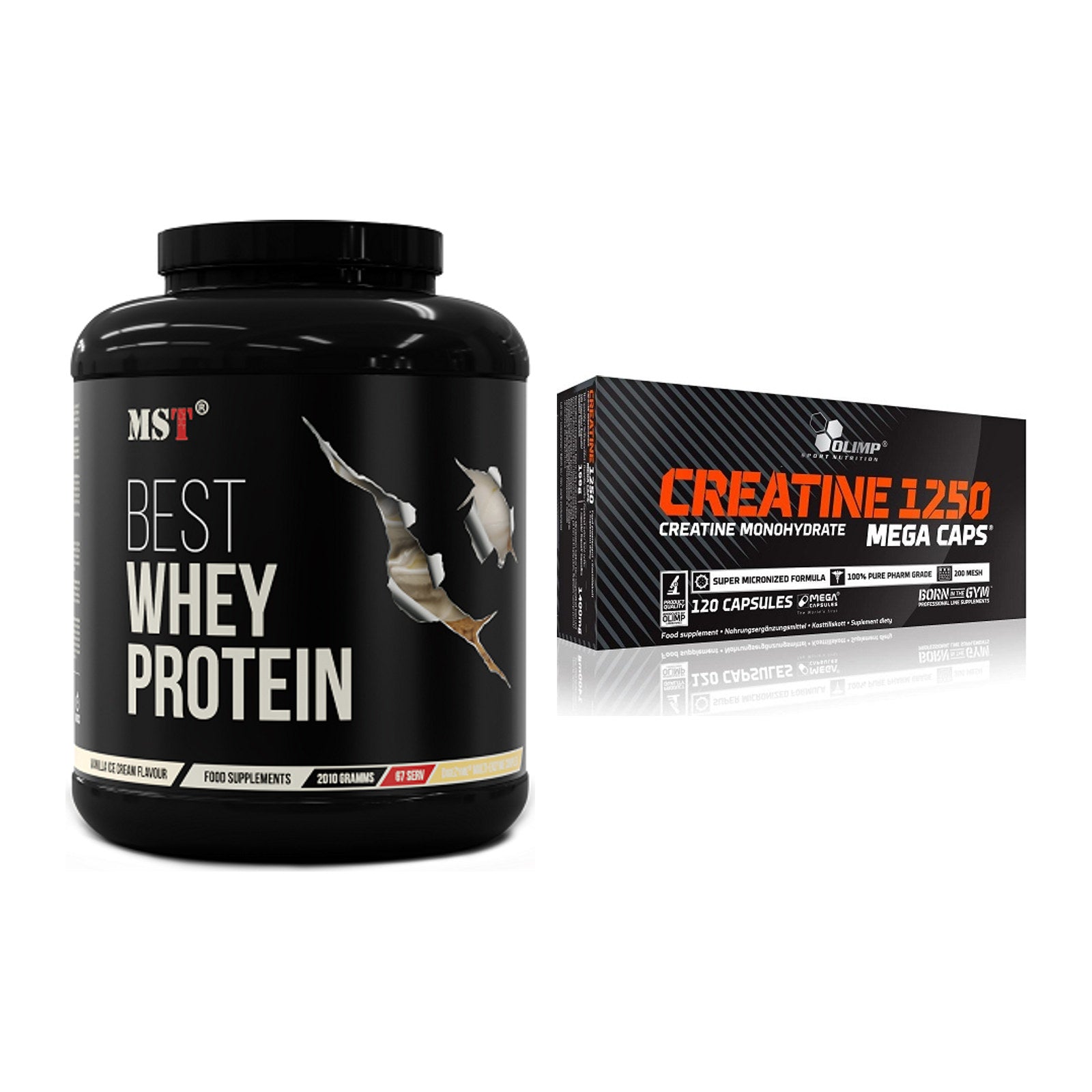 Muskelaufbau-Set: MST Best Whey Protein + Olimp Creatine Mega Caps – alle enthaltenen Artikel