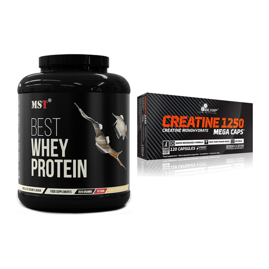 Muskelaufbau-Set: MST Best Whey Protein + Olimp Creatine Mega Caps – alle enthaltenen Artikel