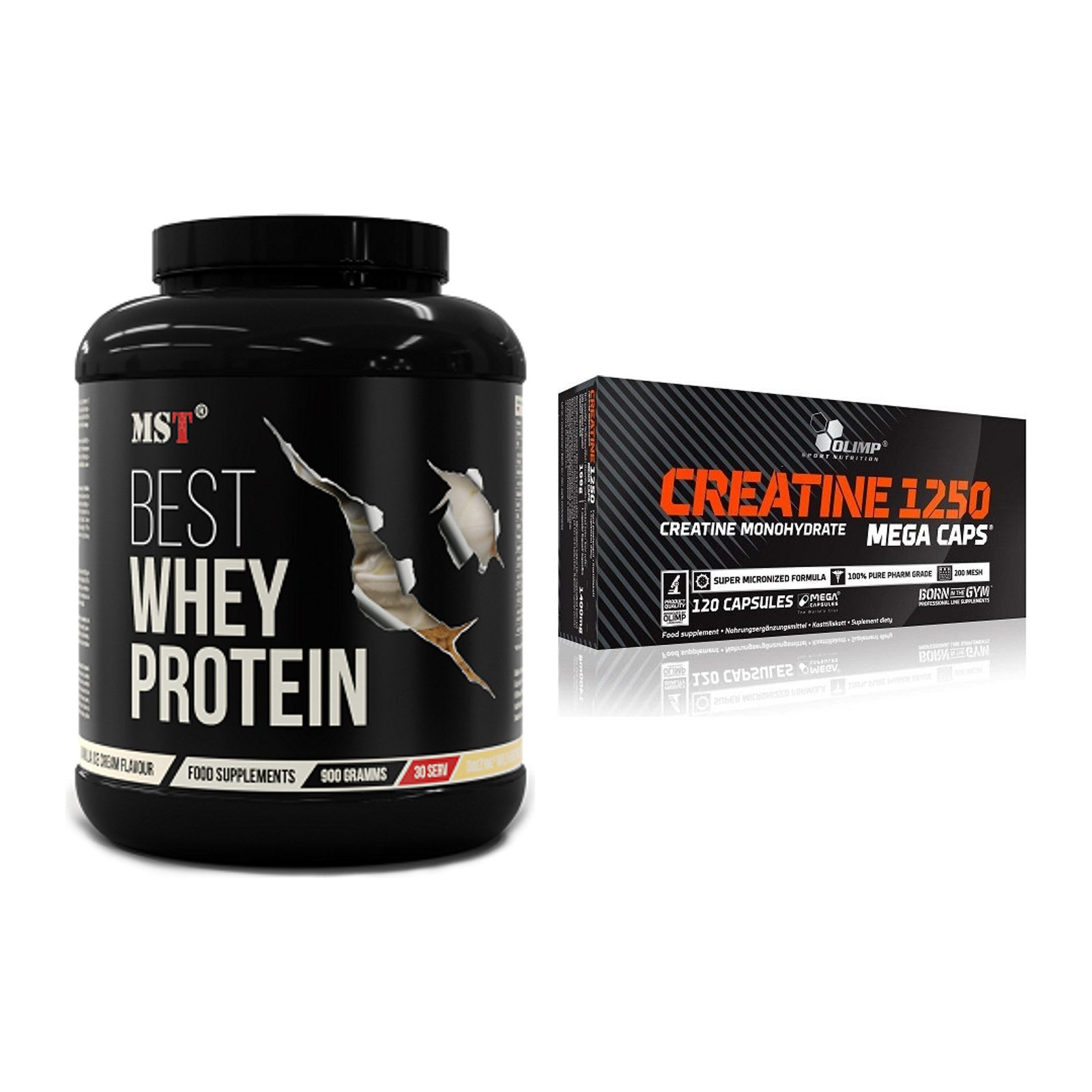 Muskelaufbau-Set: MST Best Whey Protein + Olimp Creatine Mega Caps – alle enthaltenen Artikel