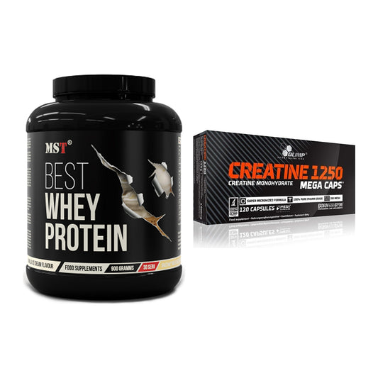 Muskelaufbau-Set: MST Best Whey Protein + Olimp Creatine Mega Caps – alle enthaltenen Artikel