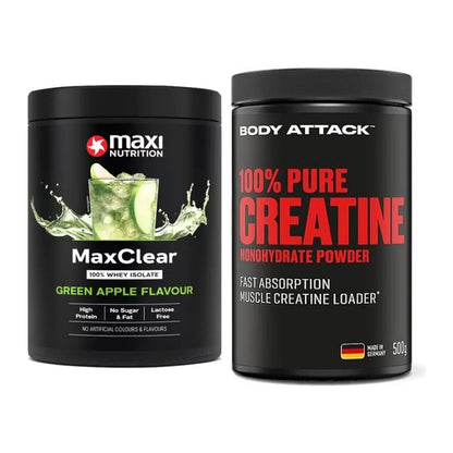 Muskelaufbau-Set: MaxiNutrition MaxClear + Body Attack 100% Pure – alle enthaltenen Artikel