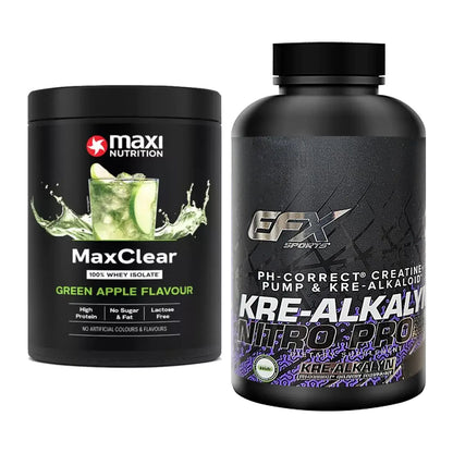 Muskelaufbau-Set: MaxiNutrition MaxClear + EFX Kre-Alkalyn PRO 120 – alle enthaltenen Artikel