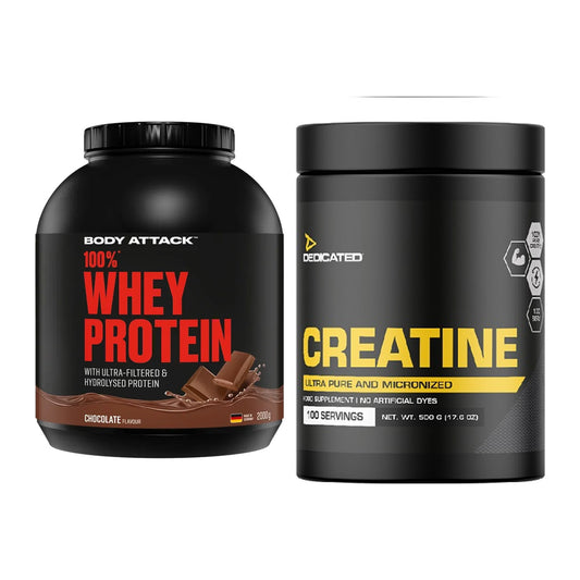 Muskelaufbau-Set: Body Attack 100% Whey Protein + Dedicated Creatine – alle enthaltenen Artikel