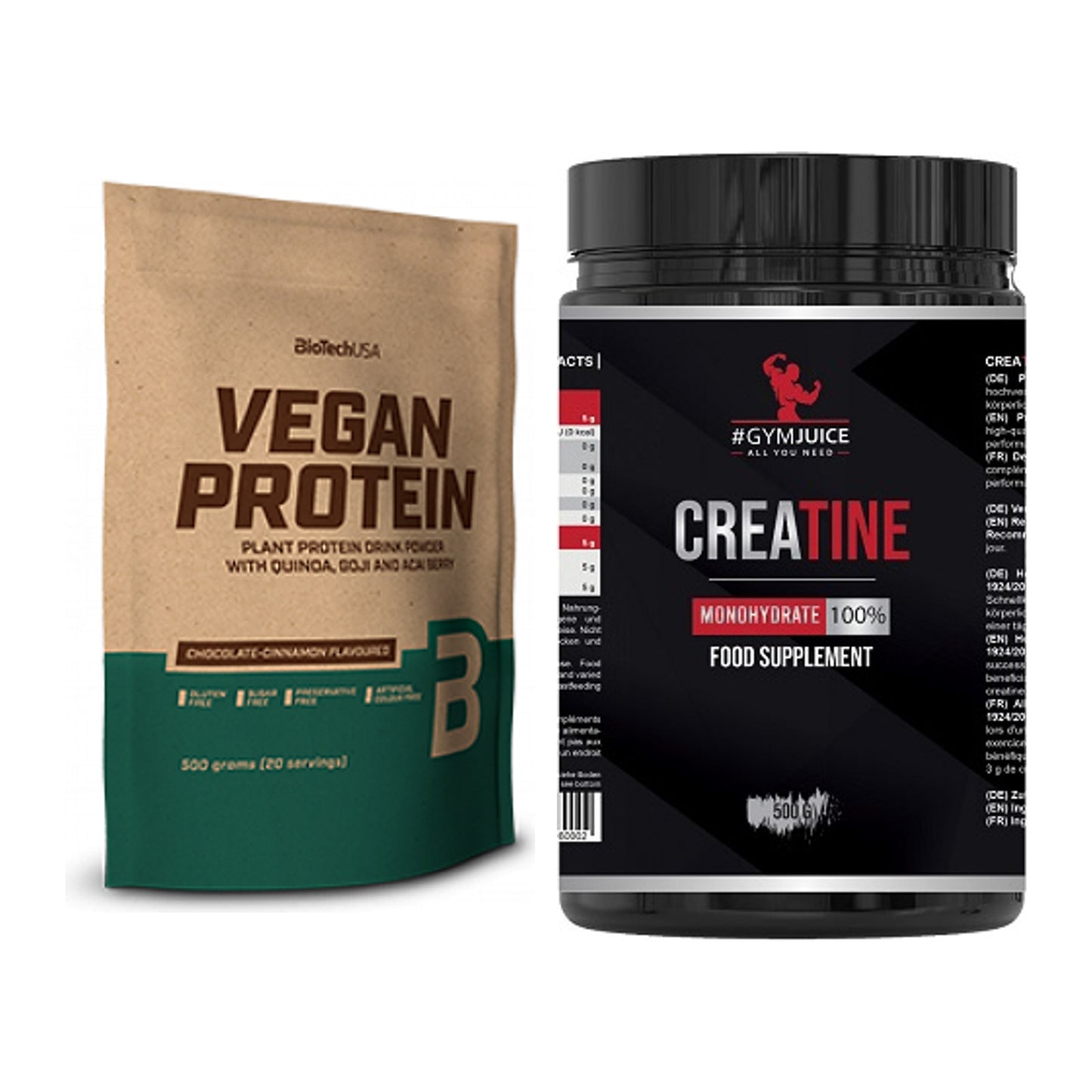 Muskelaufbau-Set: BioTech Vegan Protein + #GYMJUICE Creatine – alle enthaltenen Artikel