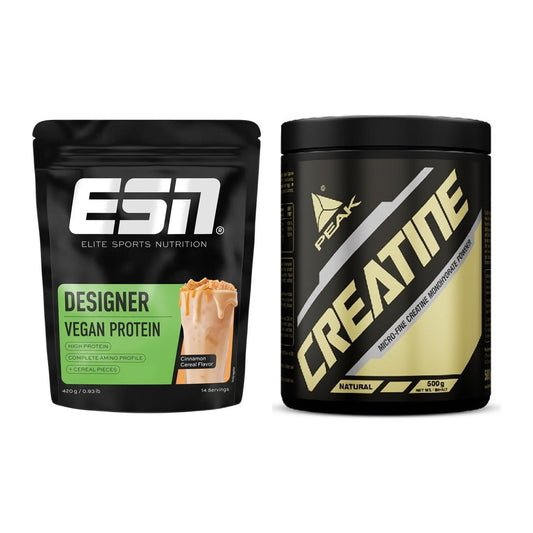 Muskelaufbau-Set: ESN Designer Vegan Protein + Peak Creatin Powder – alle enthaltenen Artikel