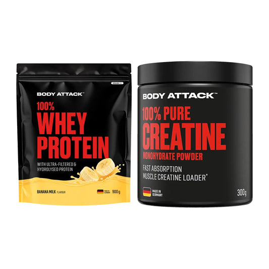Muskelaufbau-Set: Body Attack 100% Whey + Body Attack 100% Pure – alle enthaltenen Artikel
