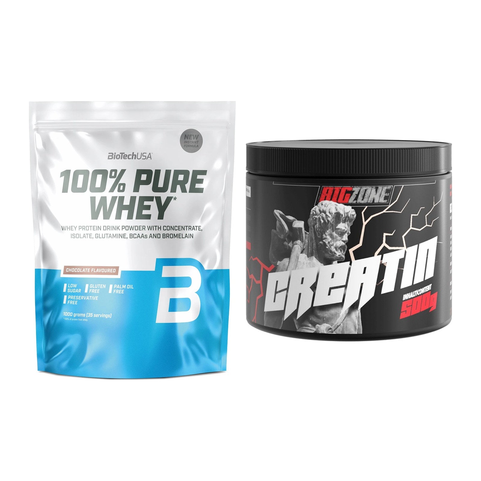 Muskelaufbau-Set: BioTech 100% Pure Whey + Big Zone Creatin – alle enthaltenen Artikel