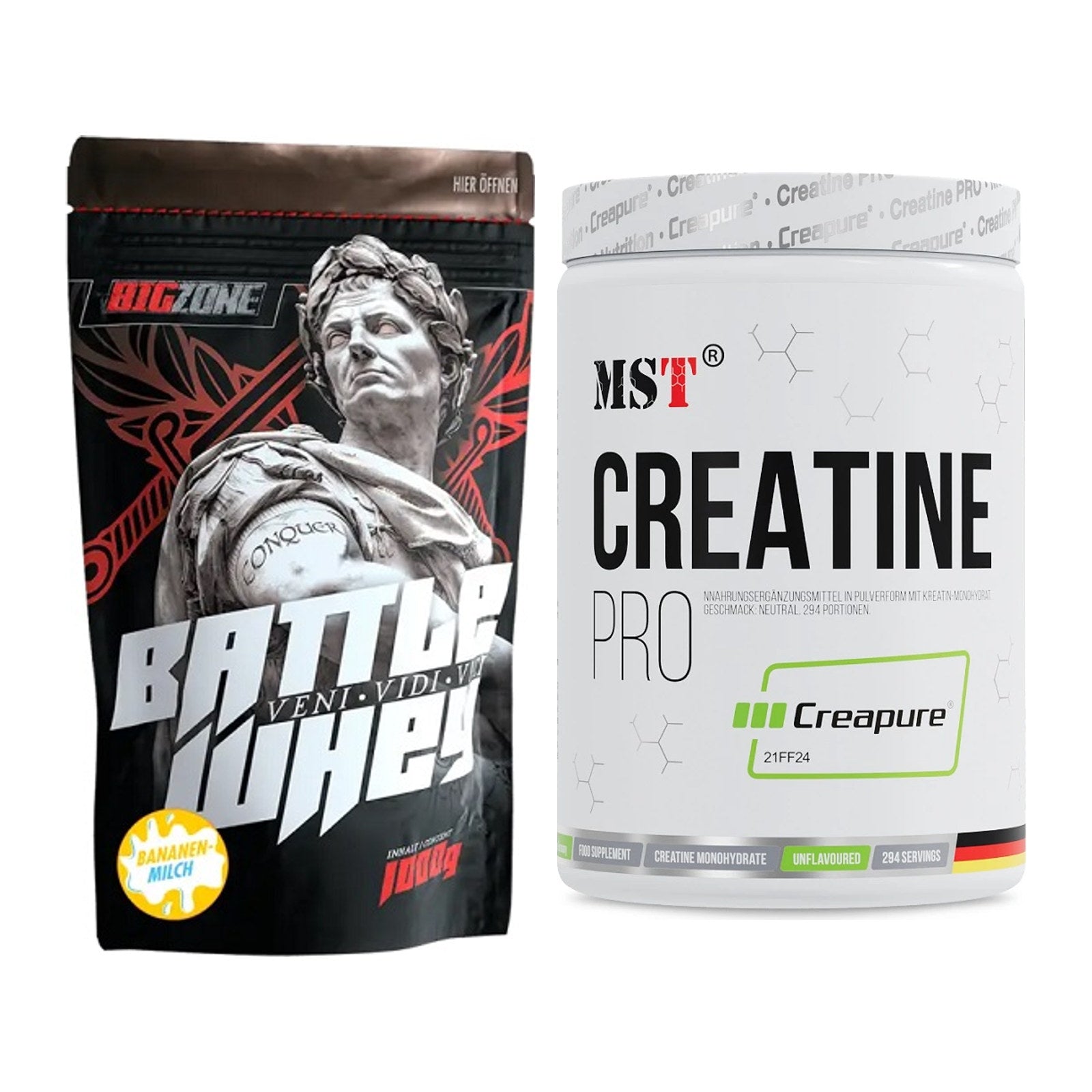 Muskelaufbau-Set: Big Zone Battle Whey + MST Creatin Pro CREAPURE – alle enthaltenen Artikel